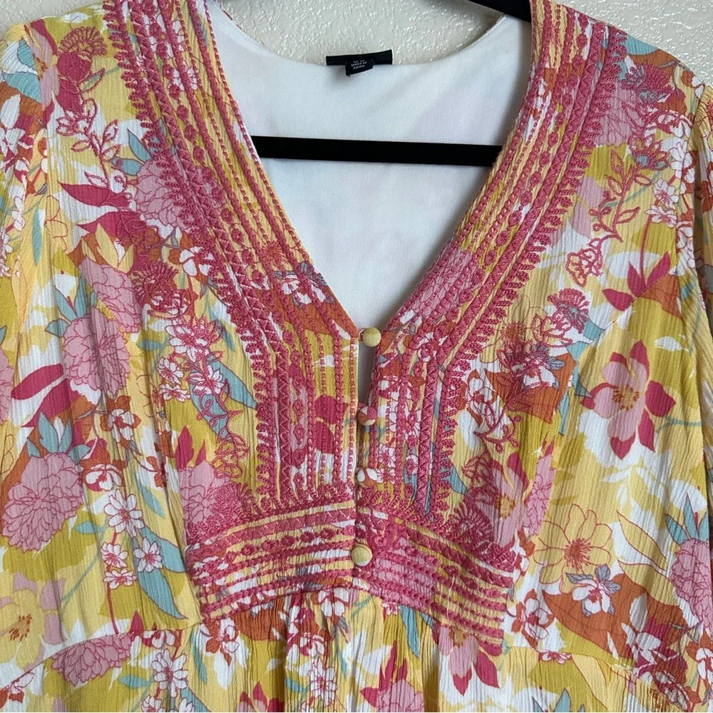 Torrid Peach Floral Gauze Hi-Lo Dress Sz 00 M‎ 10